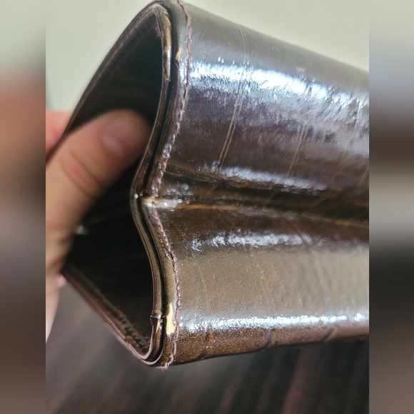 Vintage faux crocodile Block brand women's purse gold tone handle bag - Picture 10 of 14